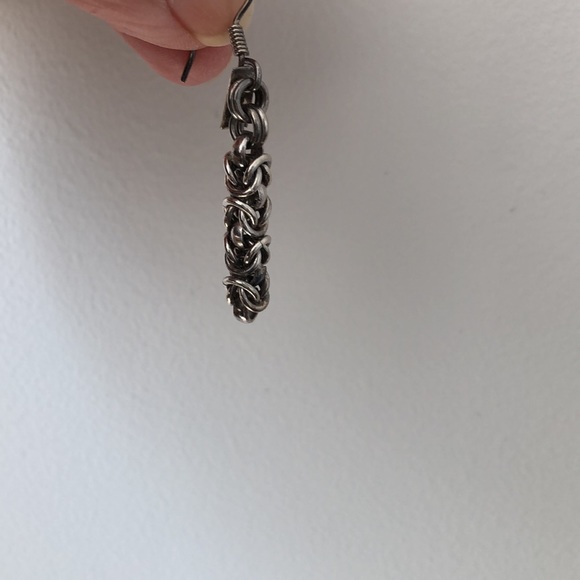 925 sterling silver rope drop pierced earrings - Picture 3 of 5